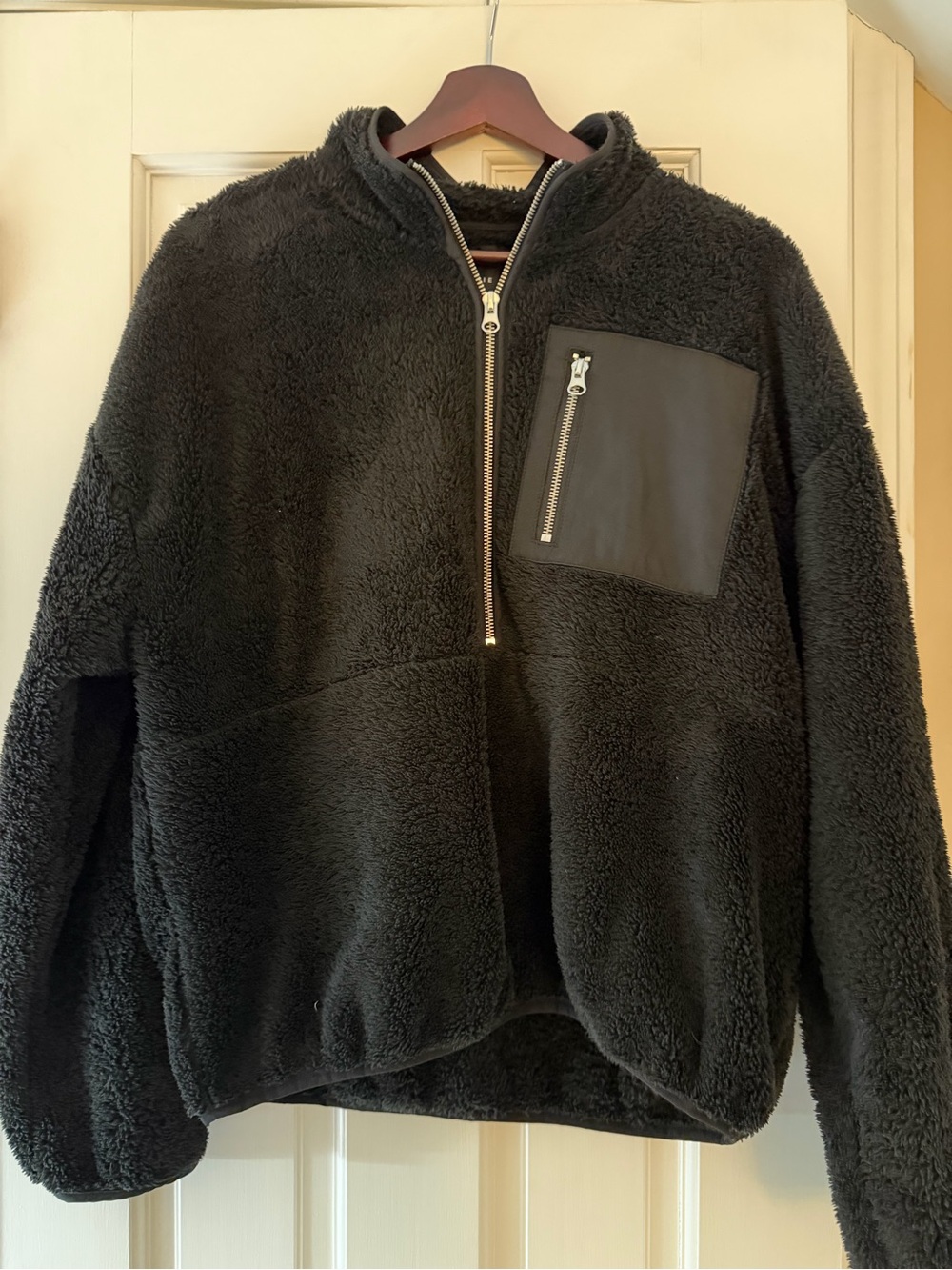 Elodie Black Sherpa Half-Zip Sweatshirt